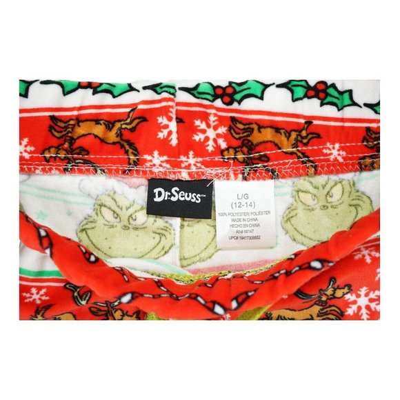 The Grinch Women's Dr. Seuss and Max Red Velour Pajama Joggers Pants Sz L(12-14) - Picture 4 of 5